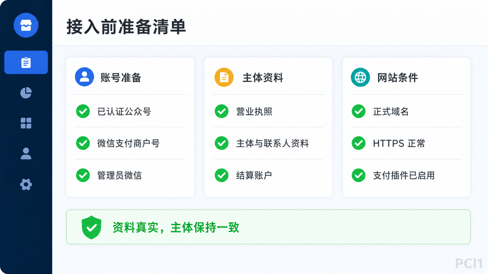 微信支付接入前账号主体资料和网站条件清单